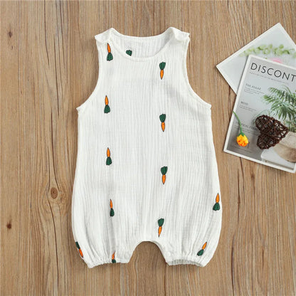 Baby Boys Girls Romper Summer Toddler Newborn Infant Sleeveless Cactus Print Cotton Linen Jumpsuits Playsuits Overalls Outfits