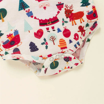 My First Christmas Baby Boy Christmas Outfits Newborns Cartoon Fox Deer Romper+Overalls 2024 New Year Baby Clothes