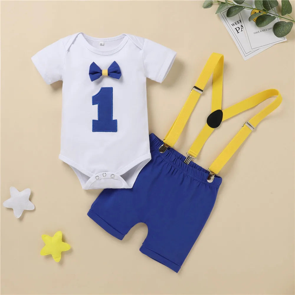 My First Birthday Boys Outfits for Baby Summer Newborn Clothes Baby Boy Sets Party Cake Smash Outfits for Kids Boy Suits