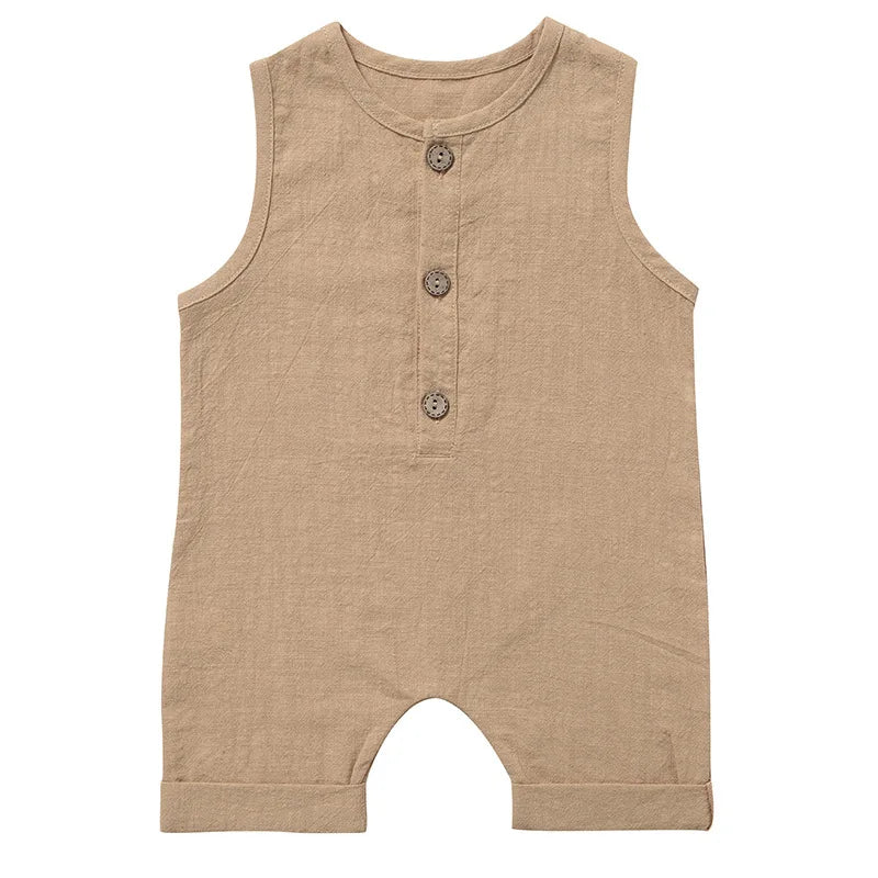 Summer Baby Boys Girls Rompers Toddler Kids Playsuit Jumpsuits Cotton Linen Infant Sleeveless Baby Clothes Ropa Bebe Overalls