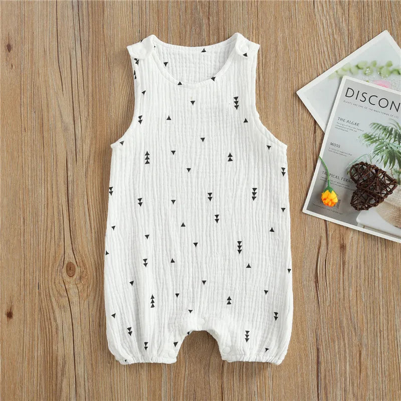 Baby Boys Girls Romper Summer Toddler Newborn Infant Sleeveless Cactus Print Cotton Linen Jumpsuits Playsuits Overalls Outfits