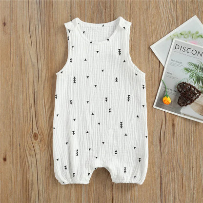 Baby Boys Girls Romper Summer Toddler Newborn Infant Sleeveless Cactus Print Cotton Linen Jumpsuits Playsuits Overalls Outfits